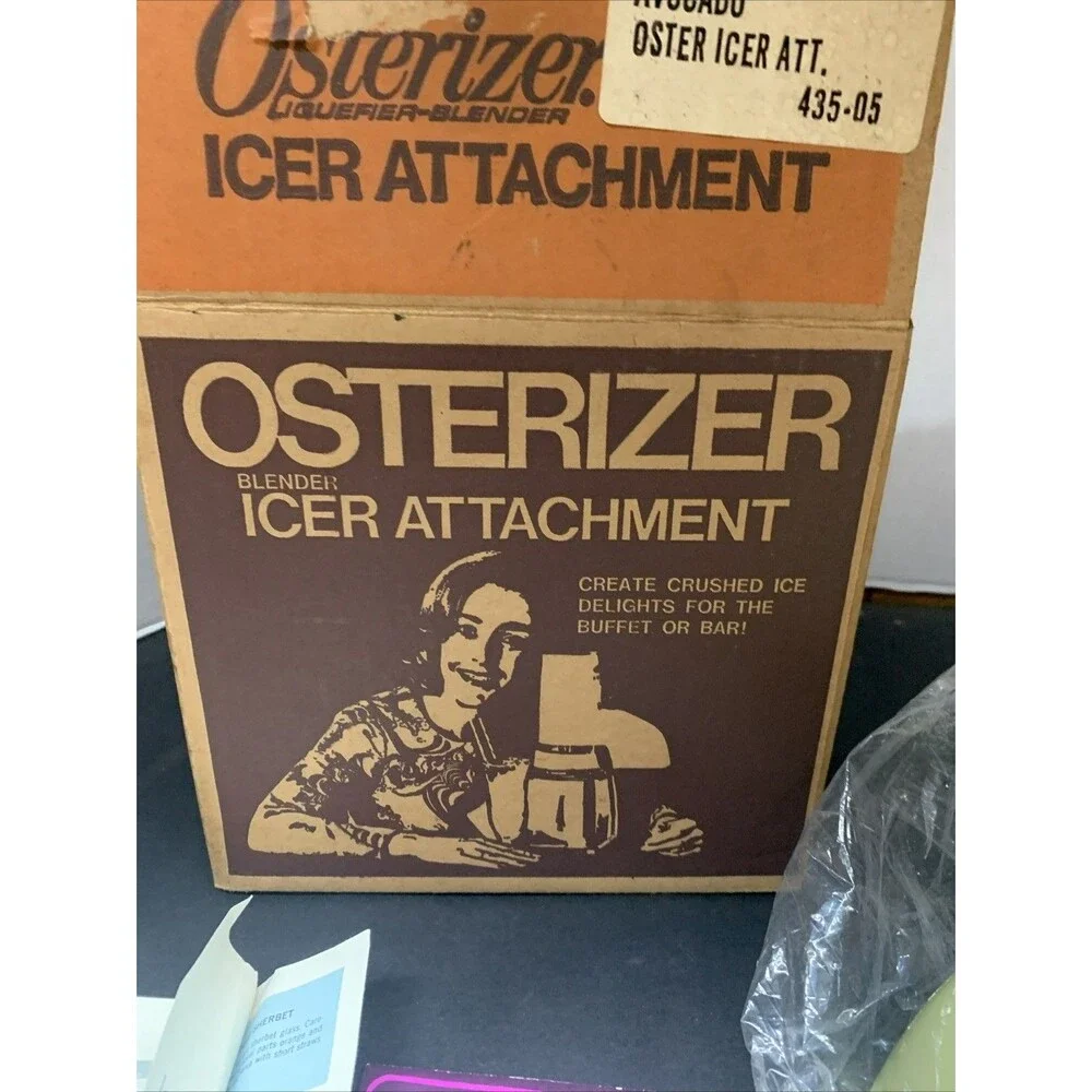 Vintage Osterizer Blender Icer Attachment Model 435 Avocado -0614T01